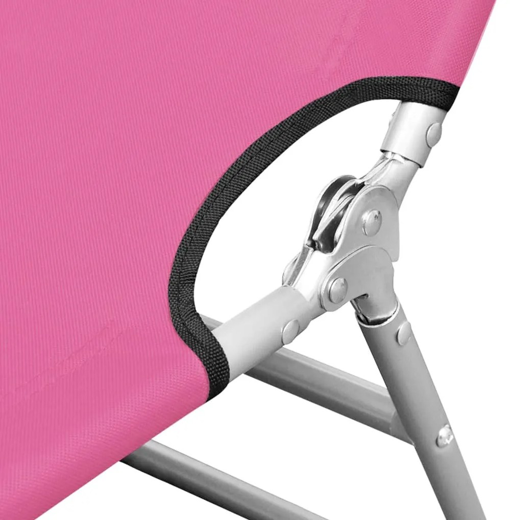 Magenta színű acél összecsukható napozóágy fejpárnával