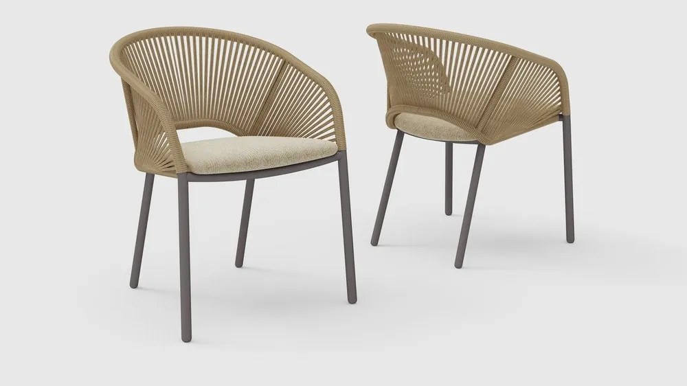 Bézs fém-párnázott kerti szék Novella – House Nordic