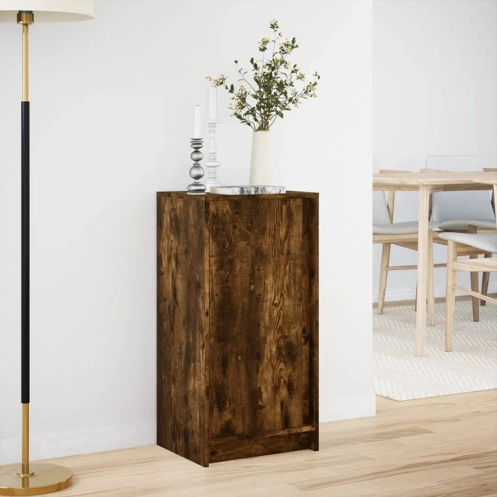 füstös tölgy szerelt fa tálalószekrény LED-del 42,5x34x85 cm