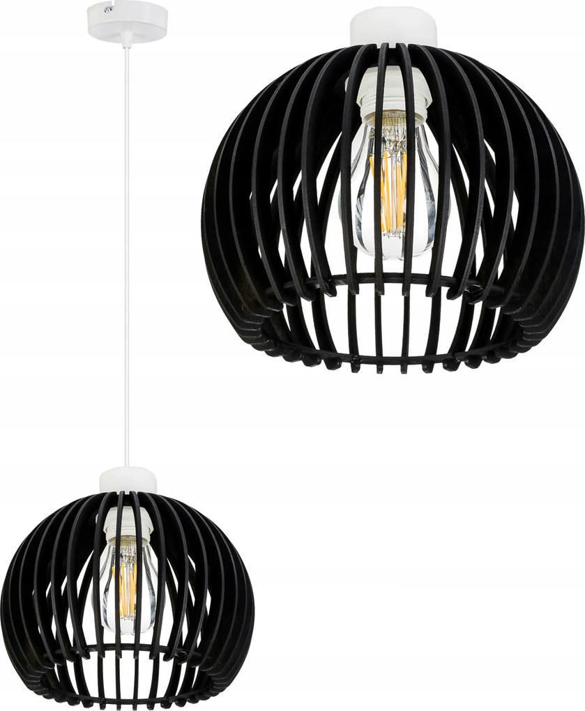 Függő lámpa túlnyúló mennyezeti csillár Loft lámpabúra gömb 36 Fa 1x E27