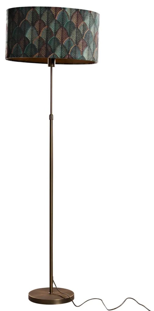 Állólámpa bronz ovális bársony lámpabúrával, levélmintás, 50 cm - Parte