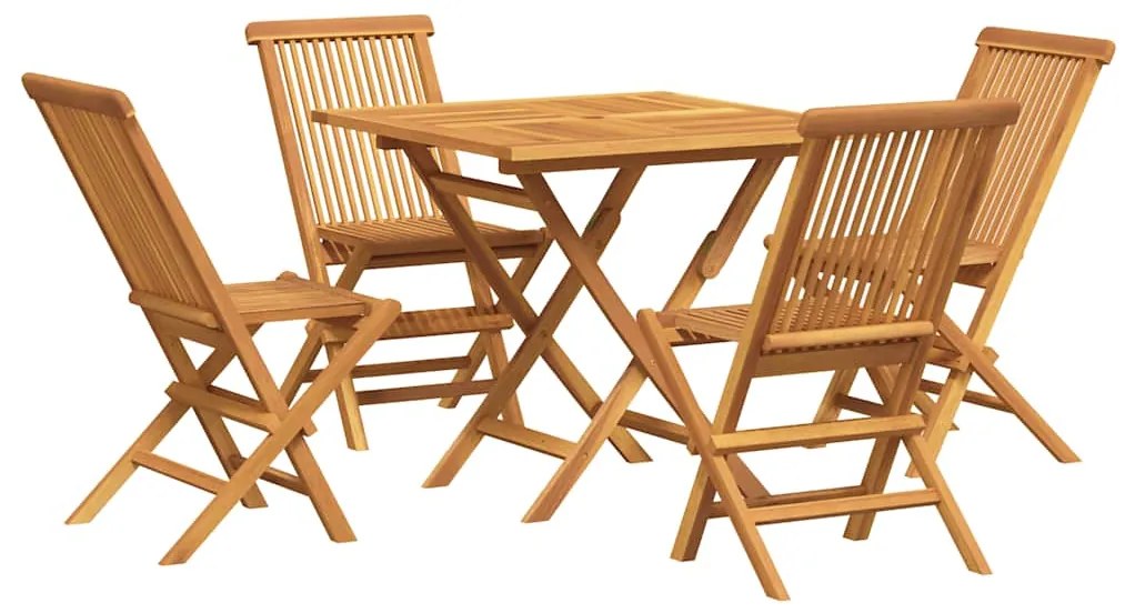 vidaXL 5 részes tömör tíkfa kerti étkezőgarnitúra