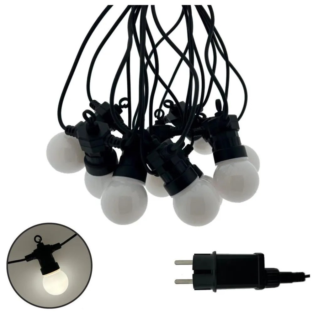 LED kültéri dekorációs fényfüzér 10xLED/0,36W/230V 4,5 m IP44 fekete