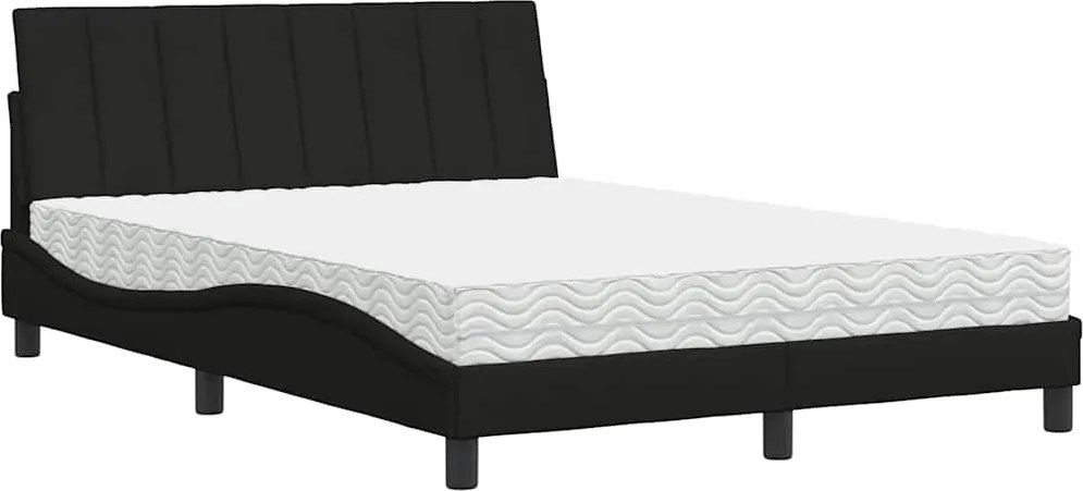 vidaXL fekete szövet ágy matraccal Hanko 120x200 cm
