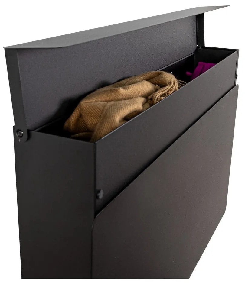 Fekete fém billenő ajtós-függő cipőtartó 78x48x13 cm Luigi – Spinder Design