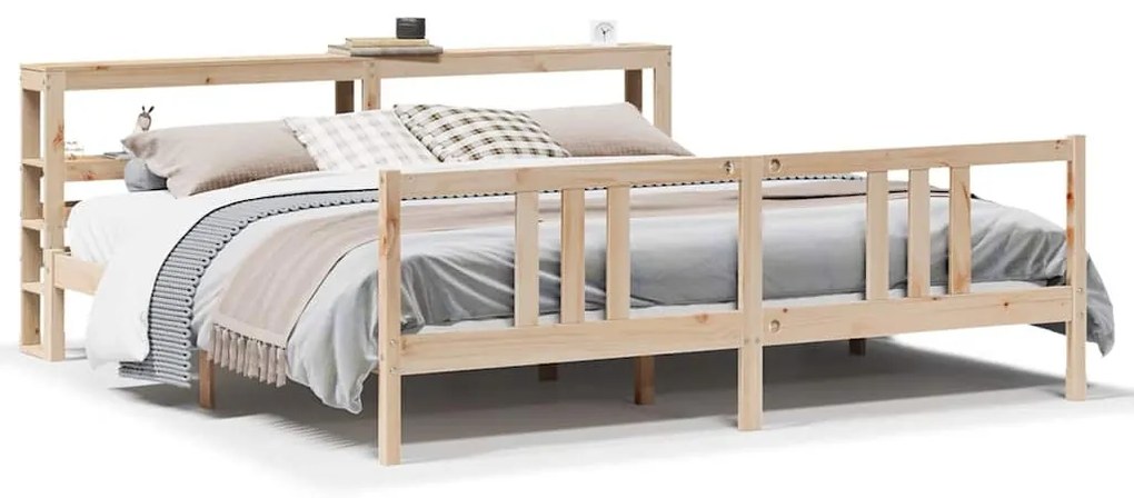 tömör fenyőfa ágykeret fejtámlával 180 x 200 cm