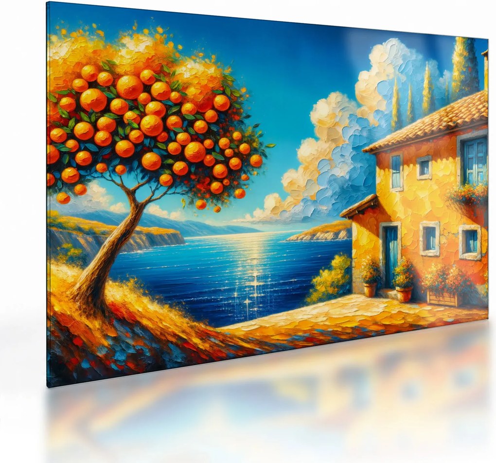 Üveg kép - Ház narancsokkal II. (70x50 cm)