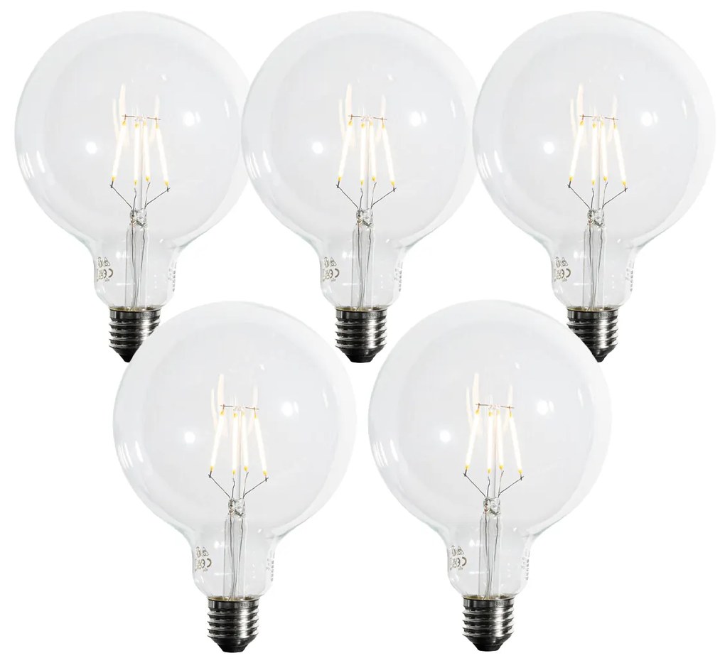 5 darabos E27 3 fokozatban dimmelhető LED spirál izzószálas G125 4W 450 lm 2700K