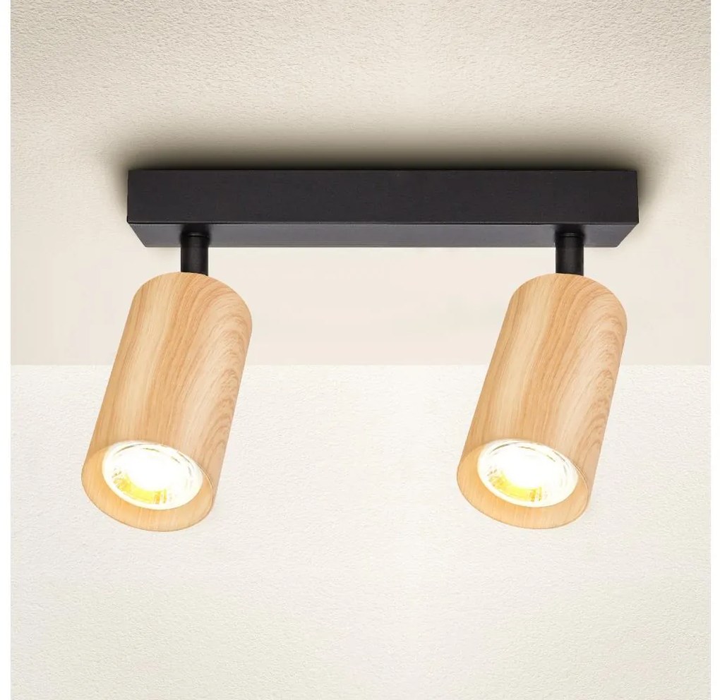 Brilagi Brilagi - Spotlámpa SELE 2xGU10/30W/230V fekete/tölgy dekor BG1392