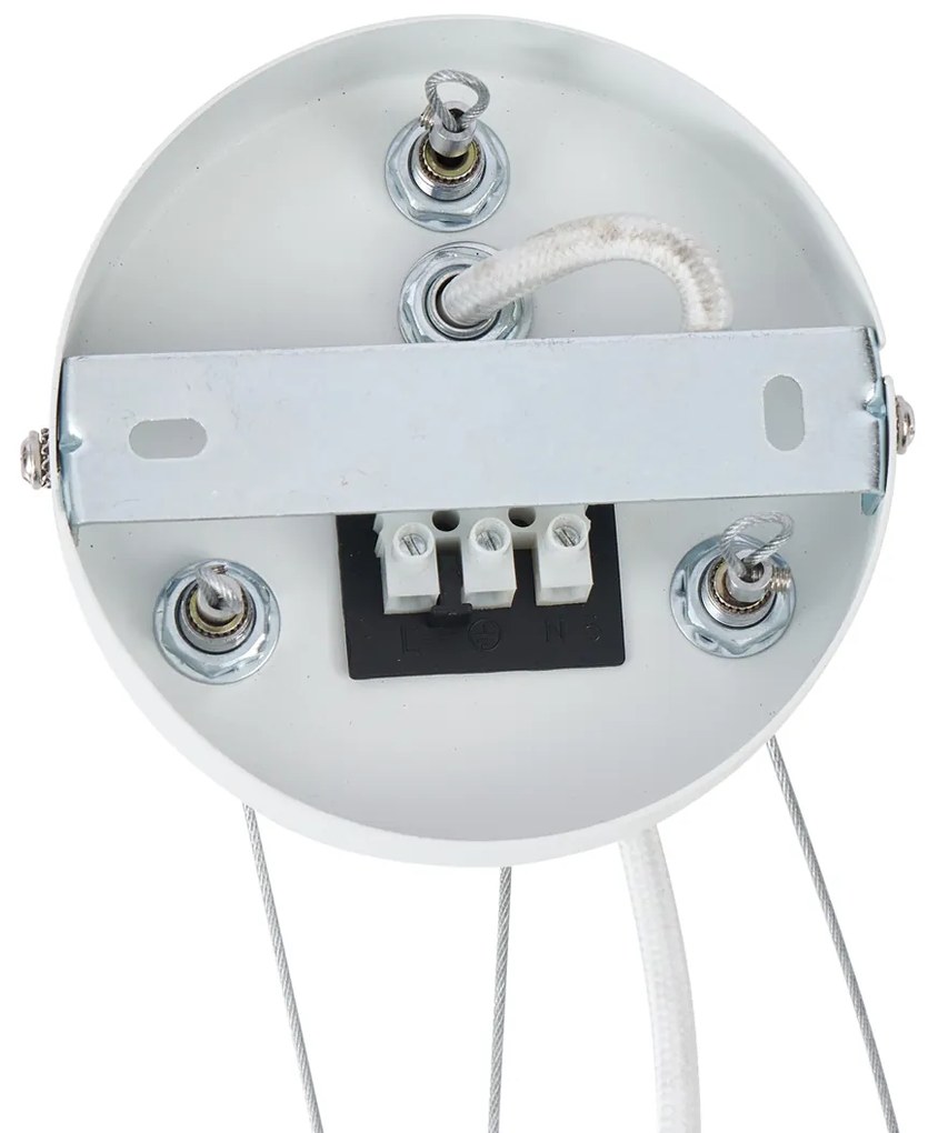 Modern függőlámpa fa mintázattal, fehér, 6 ágú - Jeana Circle