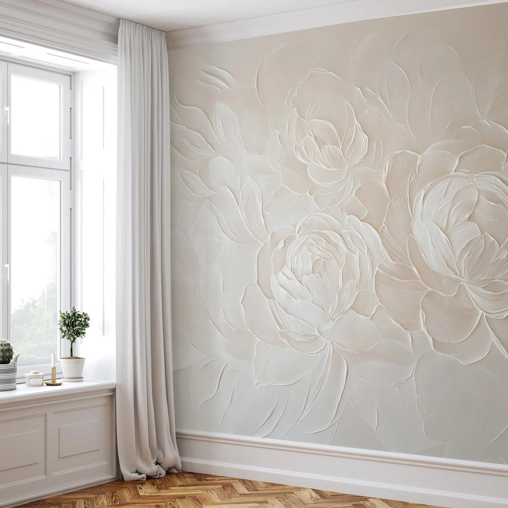 Fotótapéta - Elegáns bézs virágok (147x102 cm)