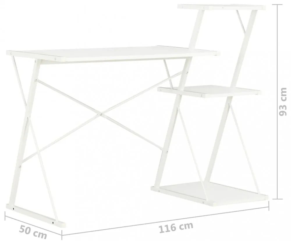 fehér íróasztal polccal 116 x 50 x 93 cm