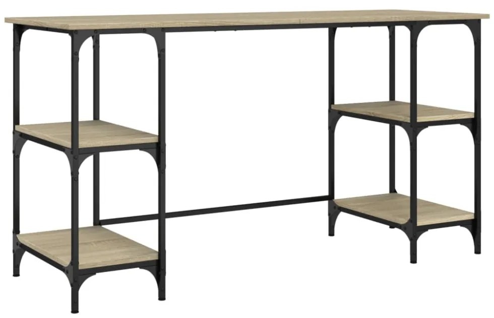 vidaXL sonoma tölgy színű fém és szerelt fa íróasztal 140 x 50 x 75 cm