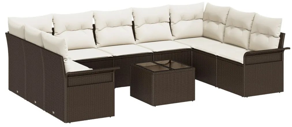 Kerti Kanapé Szett párnával tárolóval 10 pcs Szürke Poli rattan