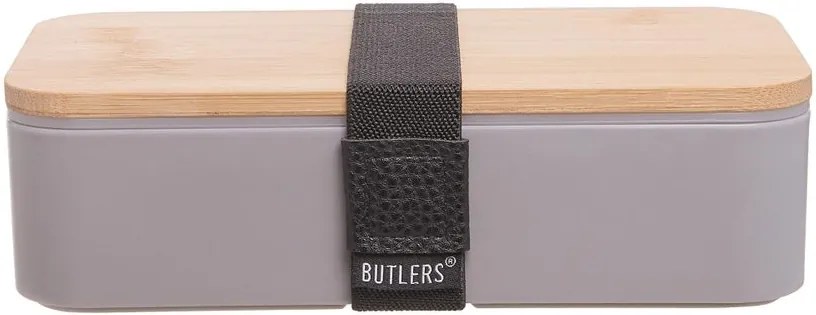 SNACK PACK uzsonnás doboz bambusz fedéllel, szürke 18,5 x 10,5cm