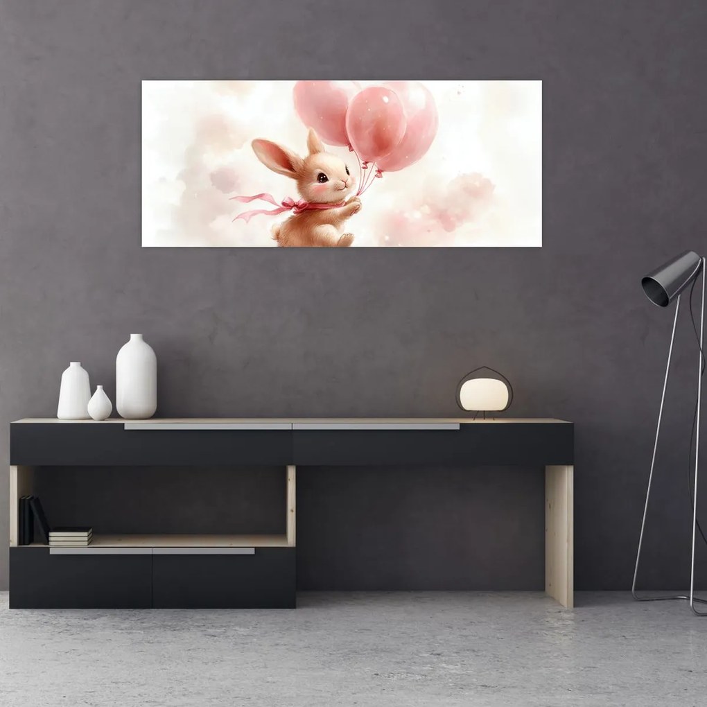 Kép - Nyuszi léggömbökkel (120x50 cm)