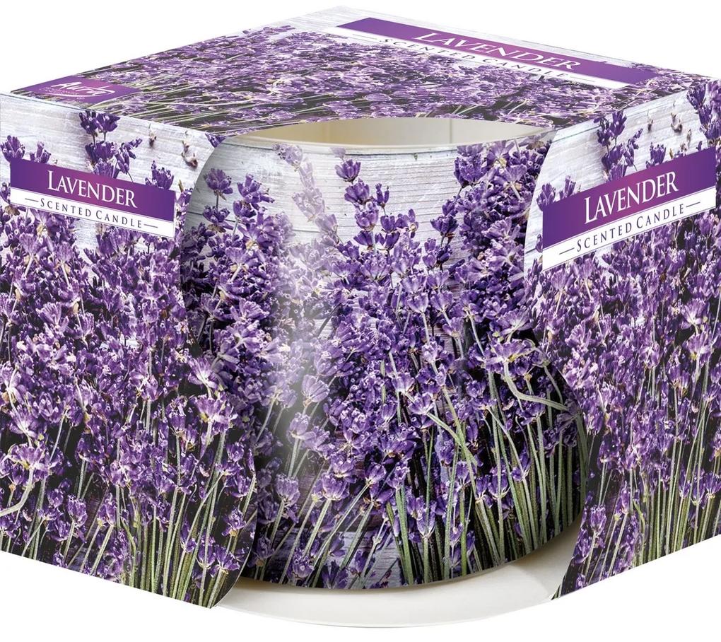 Lavender illatgyertya üvegpohárban, 100 g, 7,2 cm