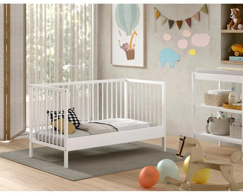 Fehér borovi fenyő babaágy 70x140 cm DINO – Vipack