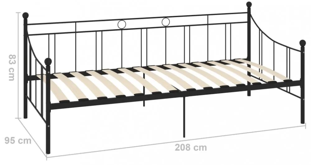 fekete fém kanapéágy-keret 90 x 200 cm