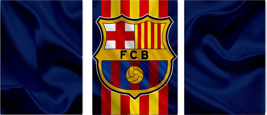 Falikép Barcelona Lewandowski triptichon foci címer 40x90 cm