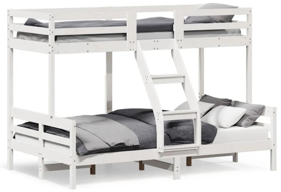 fehér tömör fenyőfa emeletes ágy 80 x 200/120 x 200 cm