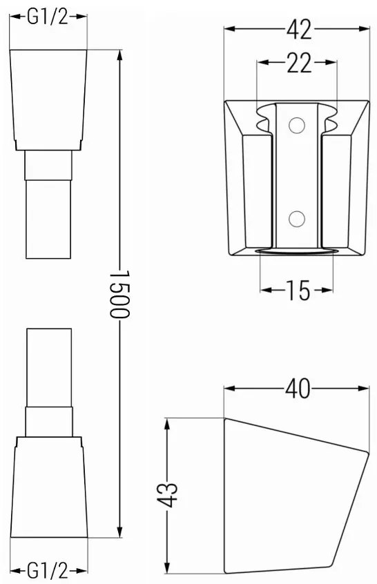 Mexen tartozékok - 1 pontos kézizuhany készlet R-45, fekete, 785456052-70