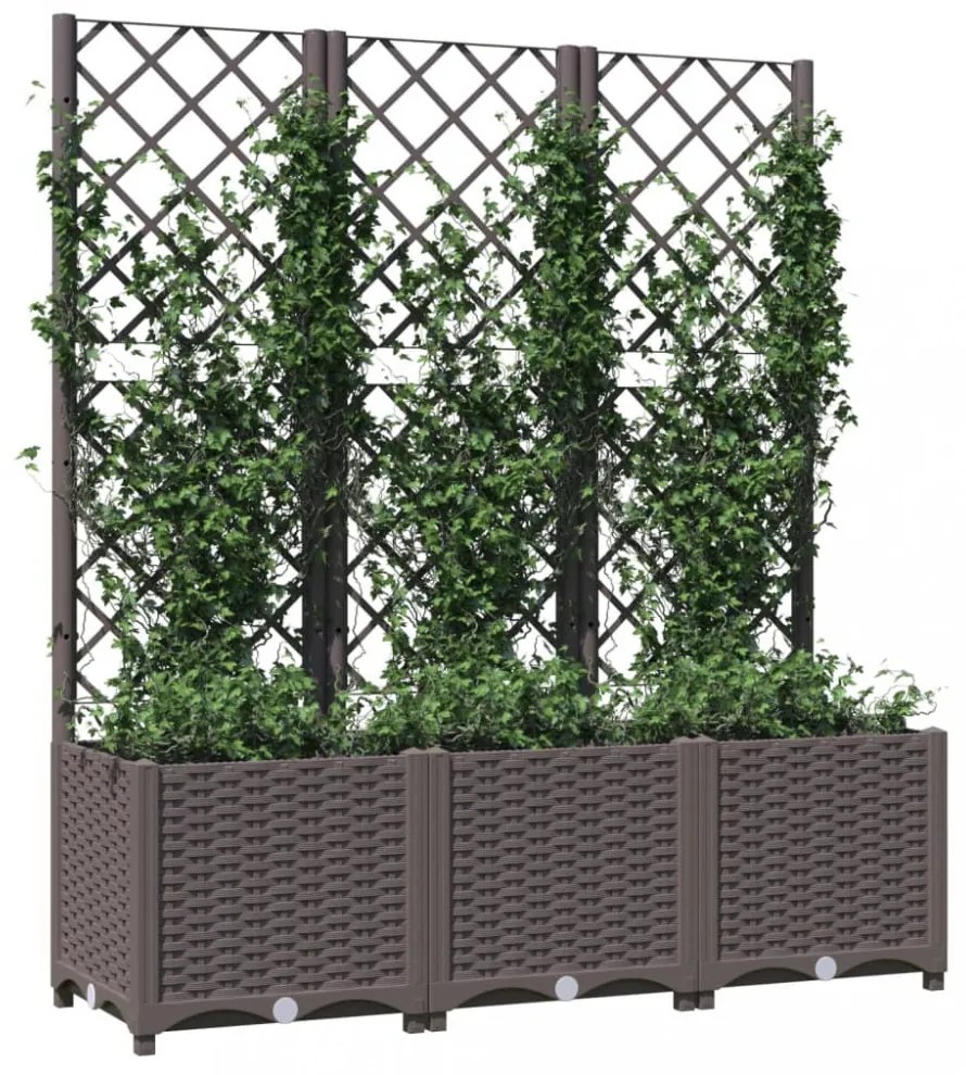 barna PP kerti virágláda ráccsal 120 x 40 x 136 cm
