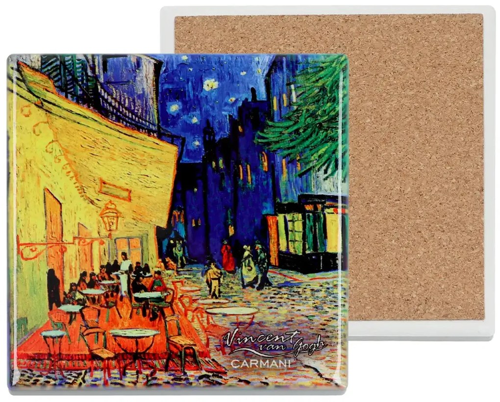 Kerámia poháralátét parafa aljjal Van Gogh Kávéház éjjel