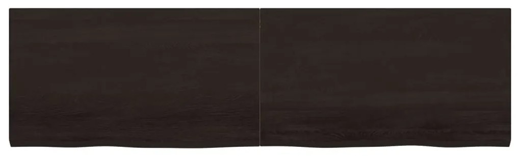 sötétbarna kezelt tömör tölgyfa fali polc 180 x 50 x (2-4) cm