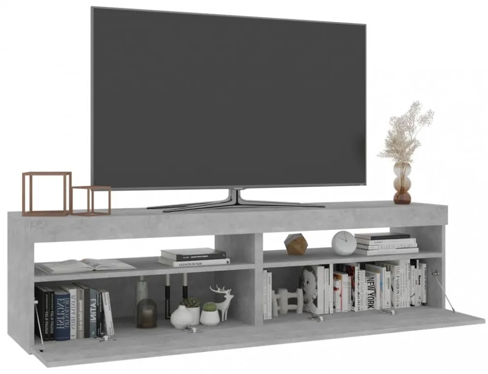 2 db betonszürke TV-szekrény LED-világítással 75 x 35 x 40 cm