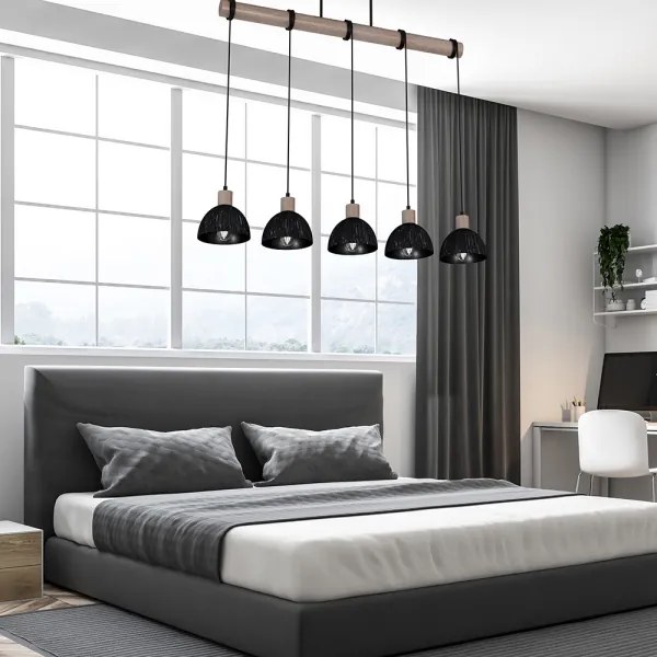 Csillár zsinóron ERIK 5xE27/60W/230V barna/fekete