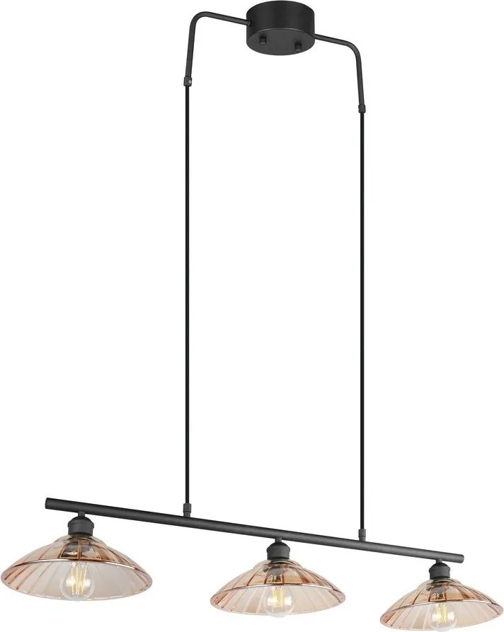 Fekete-borostyán színű fém függőlámpa üveg búrával Eluna – Reality