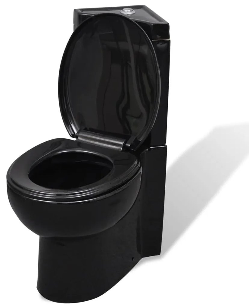 vidaXL fekete kerámia fürdőszobai sarok WC