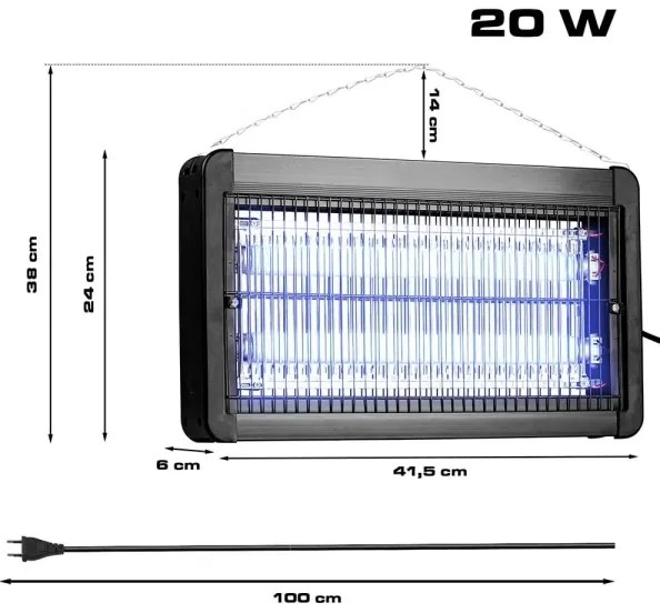 Elektromos rovarcsapda 2x10W/230V, 100 m² hatótáv