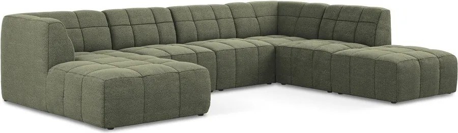 Zöld buklé sarokkanapé (U alakú) Aloha – Makamii