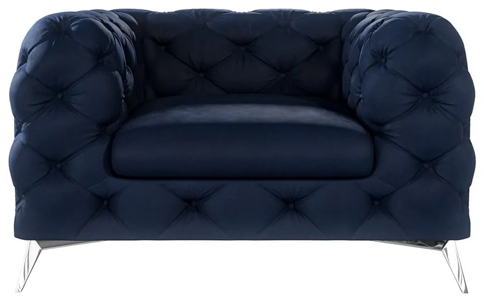 Sötétkék bársony fotel Chelsea – Ropez