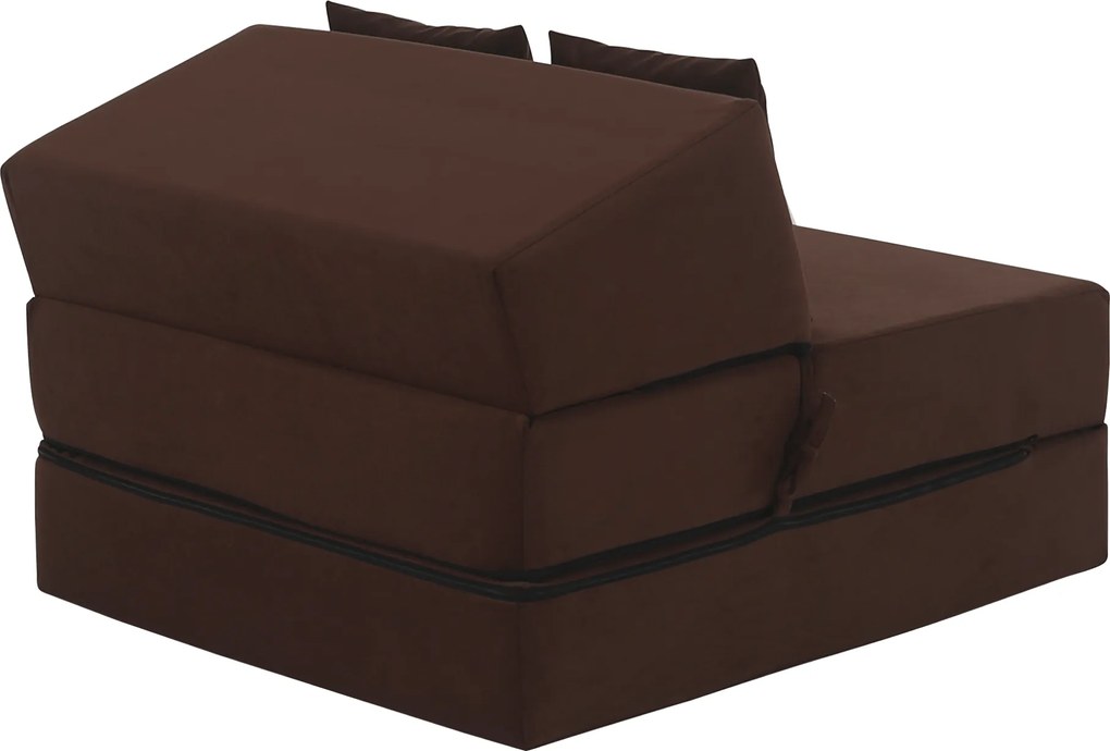 Összecsukható matrac/fotel, 2v1, barna, PELOS