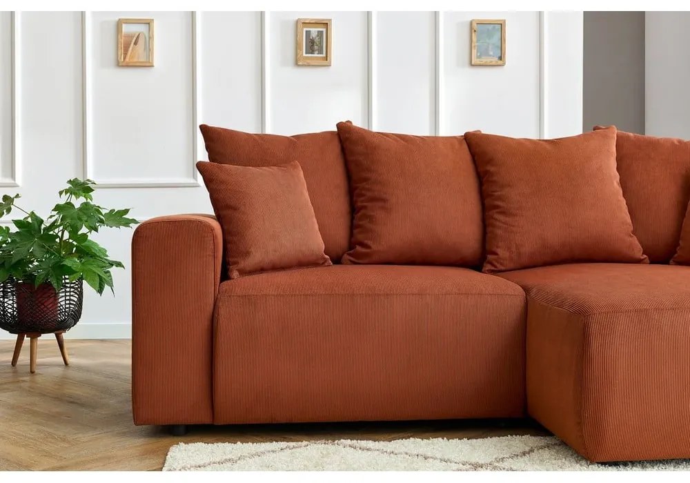 Narancssárga bársony sarokkanapé Enjoy – Bobochic Paris