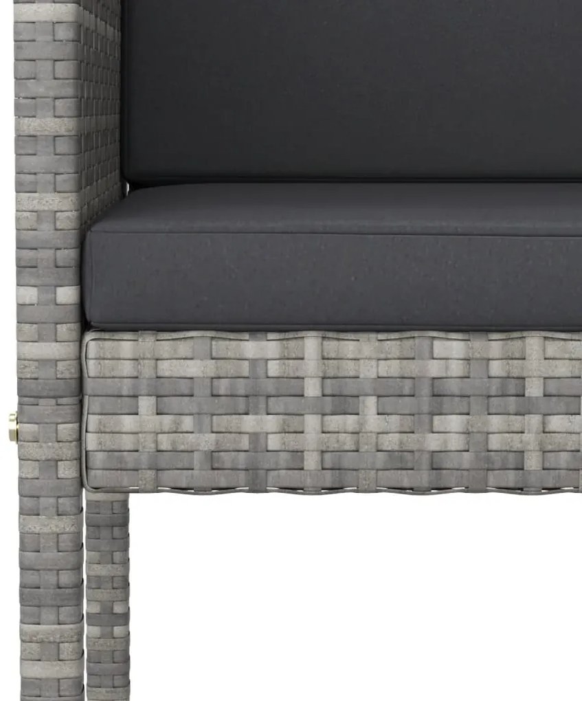 5 részes szürke polyrattan kerti bárszett párnával