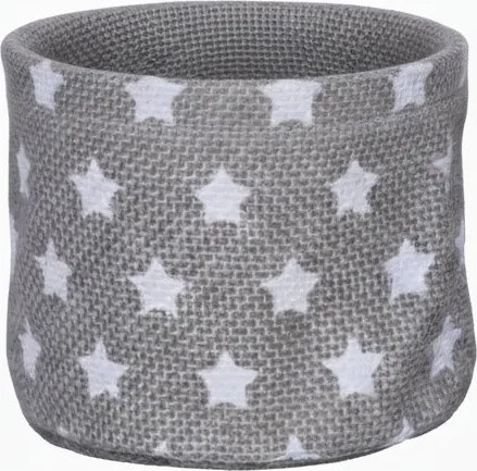 Juta virágtartó fedél, juta virágtartó csillag mintával 8 x ⌀10 cm szürke