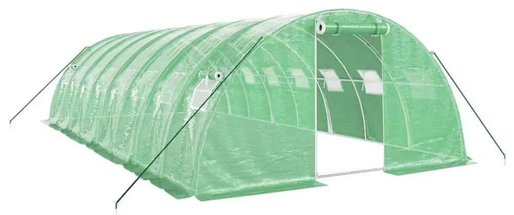 zöld acélvázas melegház 32 m² 8 x 4 x 2 m