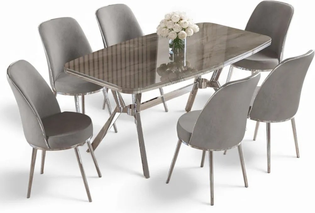 Lena étkezőgarnitúra, antracit-króm, 160 cm – TR240CHR2889