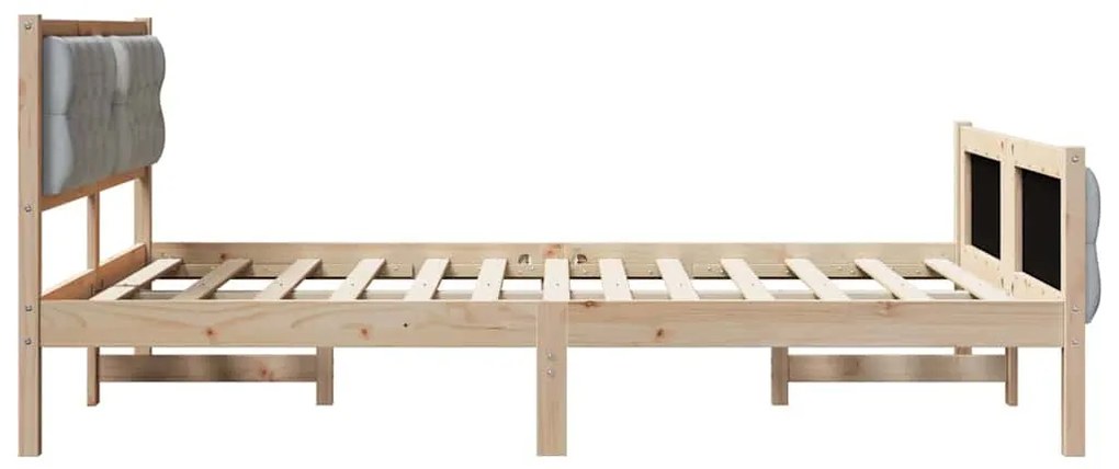 Ágykeret fejtámlával Világosszürke 140 x 190 cm Tömör fenyőfa