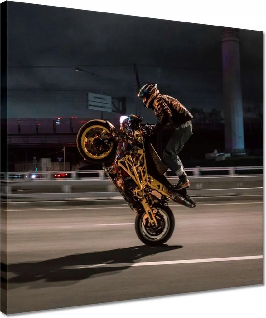 Vászonkép 40x40 Motorral egy keréken