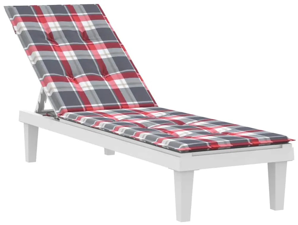 piros kockás nyugágypárna (75+105) x 50 x 4 cm