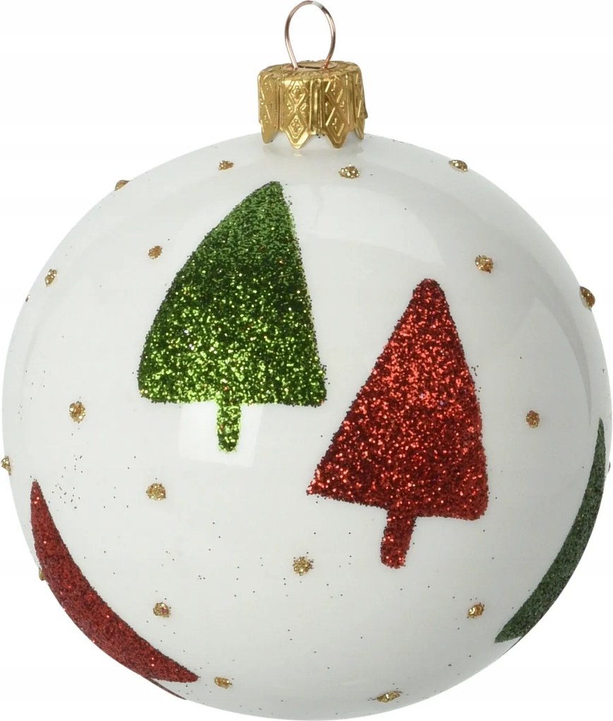 Karácsonyi díszgolyó ø 8cm, zöld/piros fa