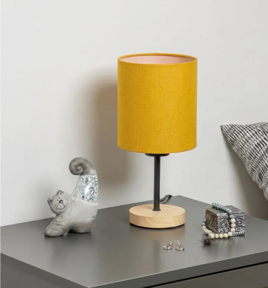 BRILAGI - Asztali lámpa NUBILA WOOD 1xE27/25W/230V tölgy/fekete/sárga