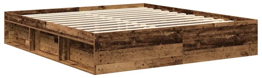 antik fa szerelt fa ágykeret matrac nélkül 200x200 cm