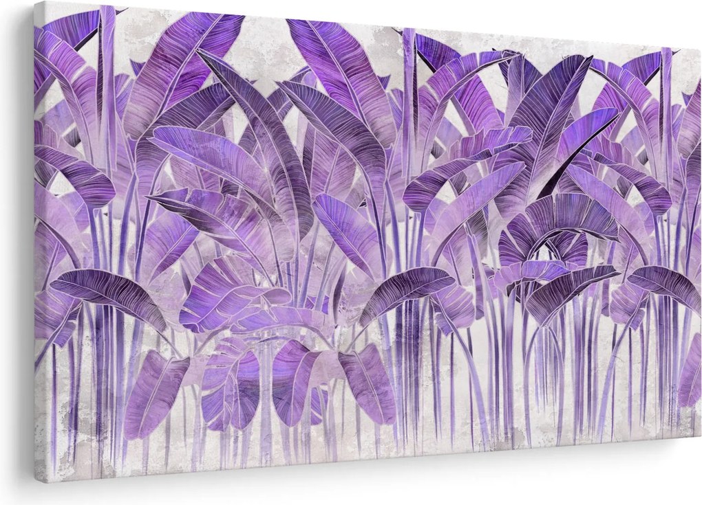 Kép - Lila levelek vakolatban (90x60 cm)