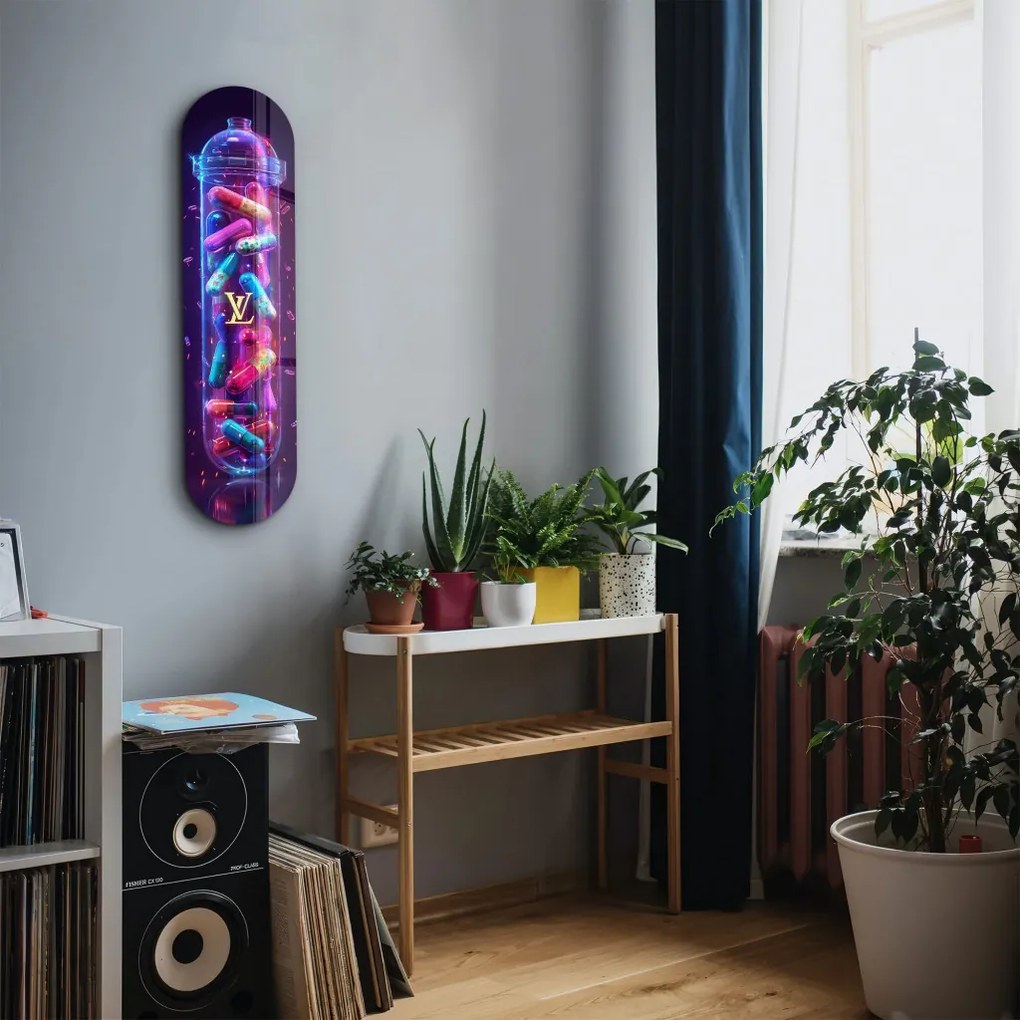 Colorful LV Tube edzett üvegkép, 20 x 80 cm